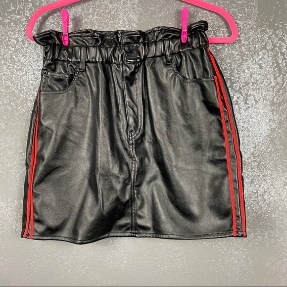 Sunset + Spring Track Stripe Faux Leather Skirt - Picture 3 of 11